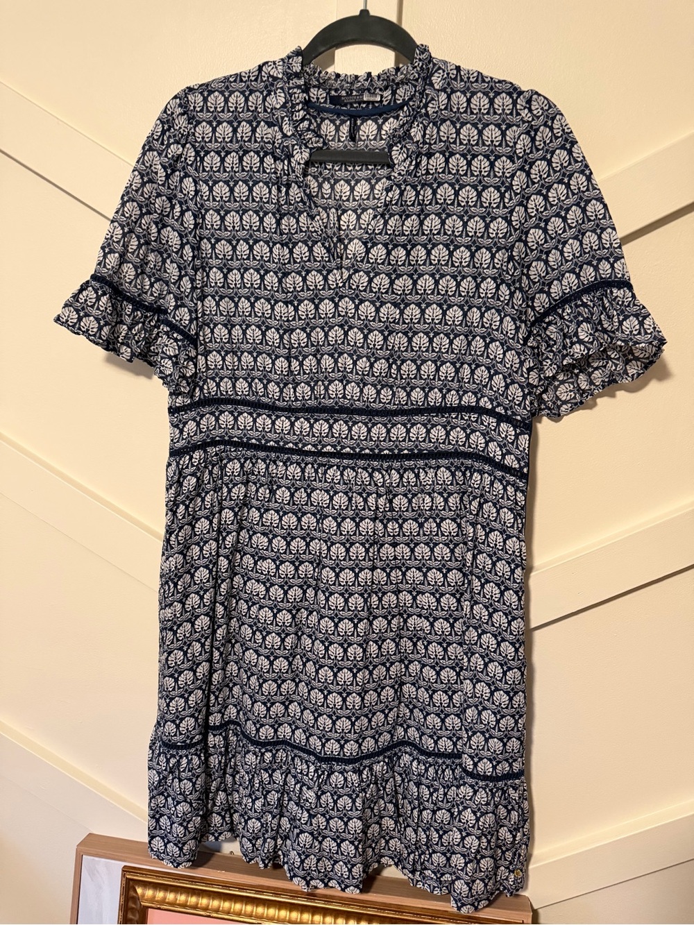 Scotch & Soda Navy and White Printed Midi Dress